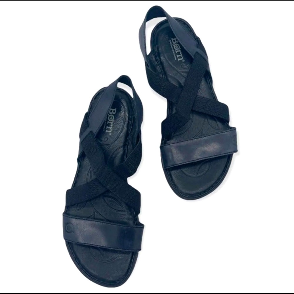 Born Black Leather Sandals Women's Sz. 8
